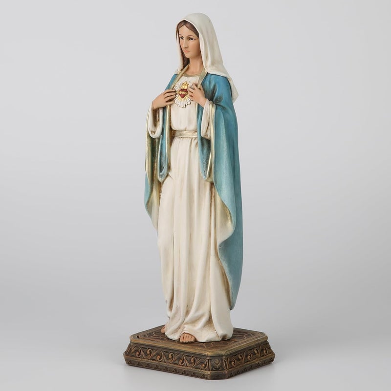 BC BUILDCLASSIC BC Catholic Immaculate Heart Mary Statue, 10" H Blessed Virgin Mary Figure for Altar, Holy Mother with Rosary Holder for Prayer Note, Religious Gift to Mon, Catholic Decor, Handmade by Buildclassic - Image 5